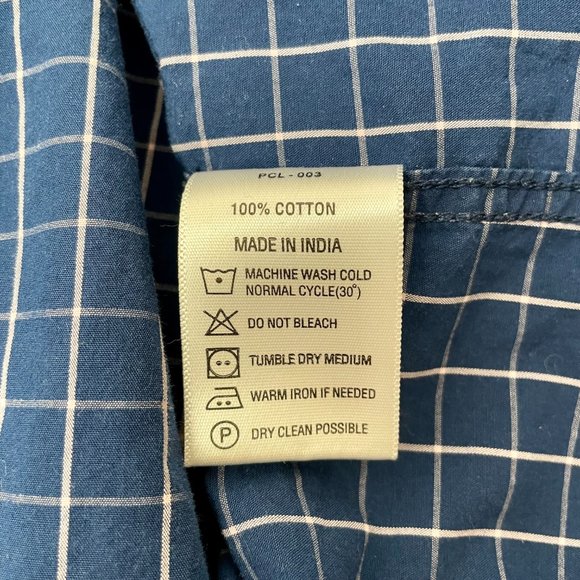 Levi's Blue And Tan Windowpane Check Cotton Long Sleeve Shirt, Size XL - Picture 6 of 6